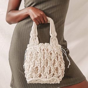 NWT Bay Sky Perfect Day Out White Macramé Drawstring Handbag hard to find!